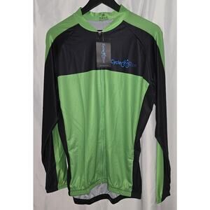 Cycle Run Women's 3XL Green And Black Long Sleeve Full Zip Cycling Jersey NWT